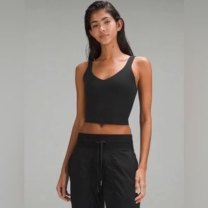 Black cropped tank top with built in bra with padding